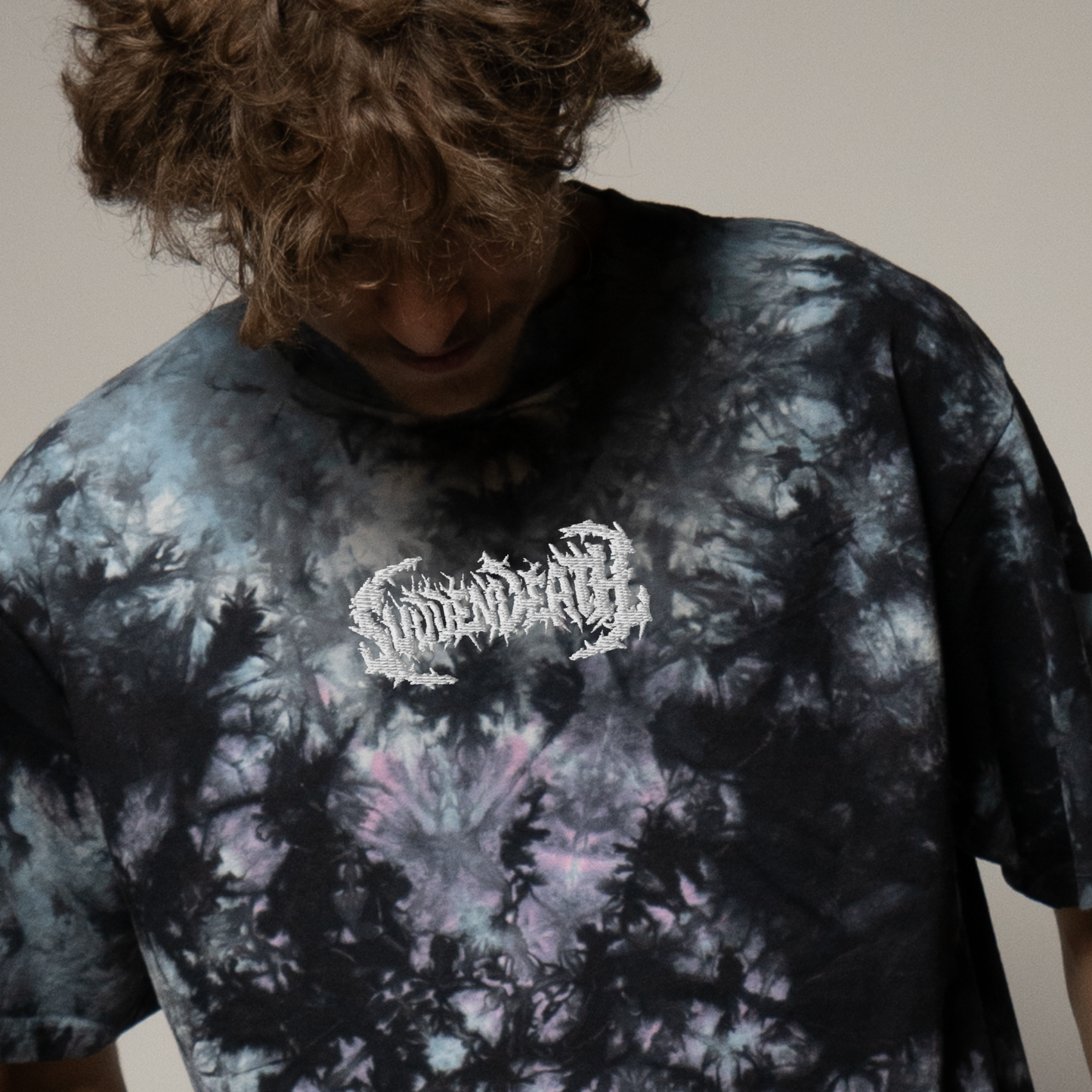 Svdden Death embroidered oversized tie-dye t-shirt