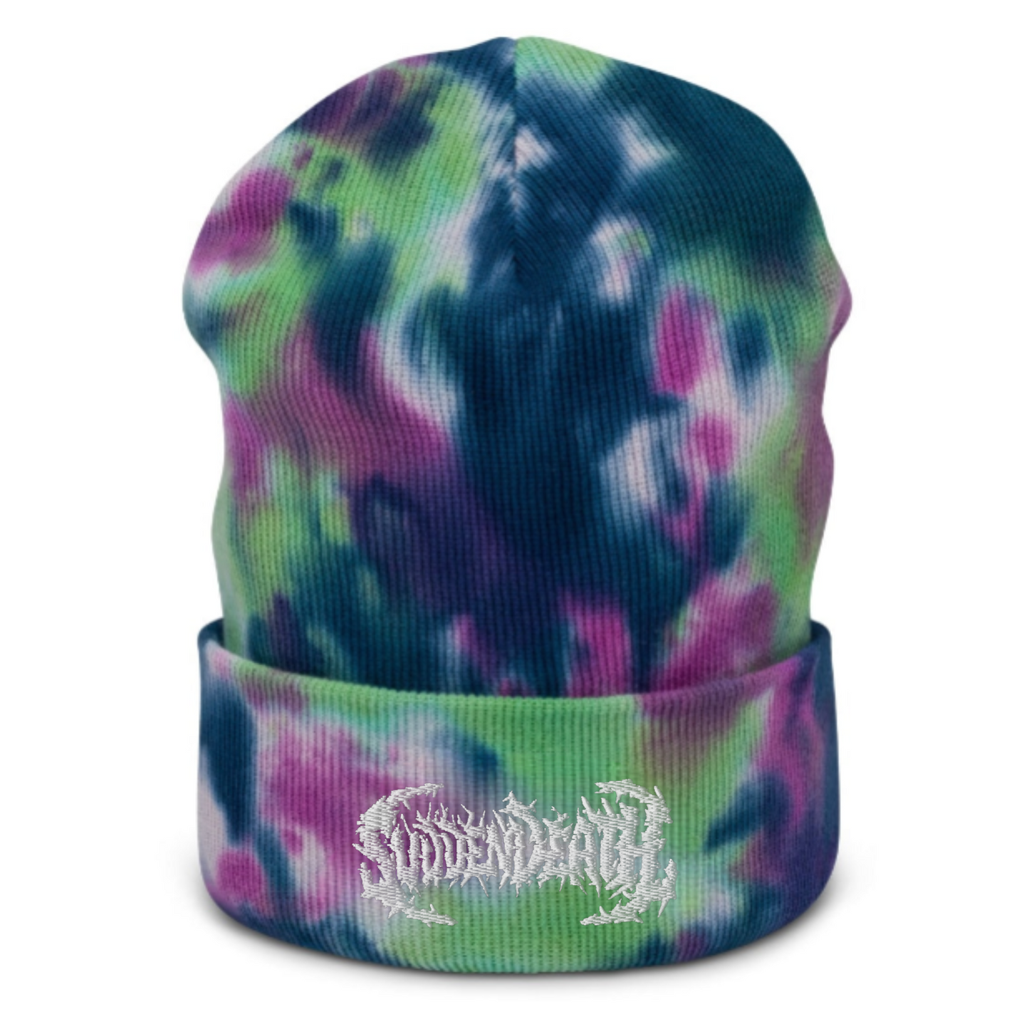 svdden death embroidered tie dye beanie