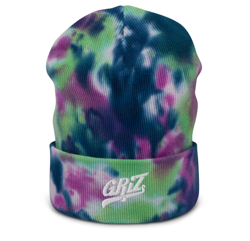 griz embroidered tie dye beanie