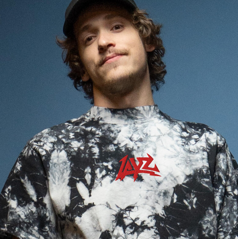Layz embroidered oversized tie-dye t-shirt