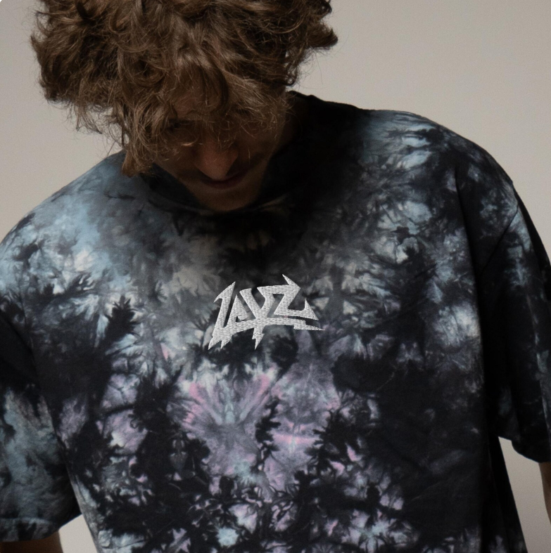 Layz embroidered oversized tie-dye t-shirt