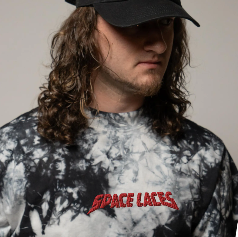 Space Laces embroidered oversized tie-dye t-shirt