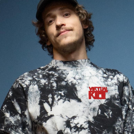 Virtual Riot embroidered oversized tie-dye t-shirt