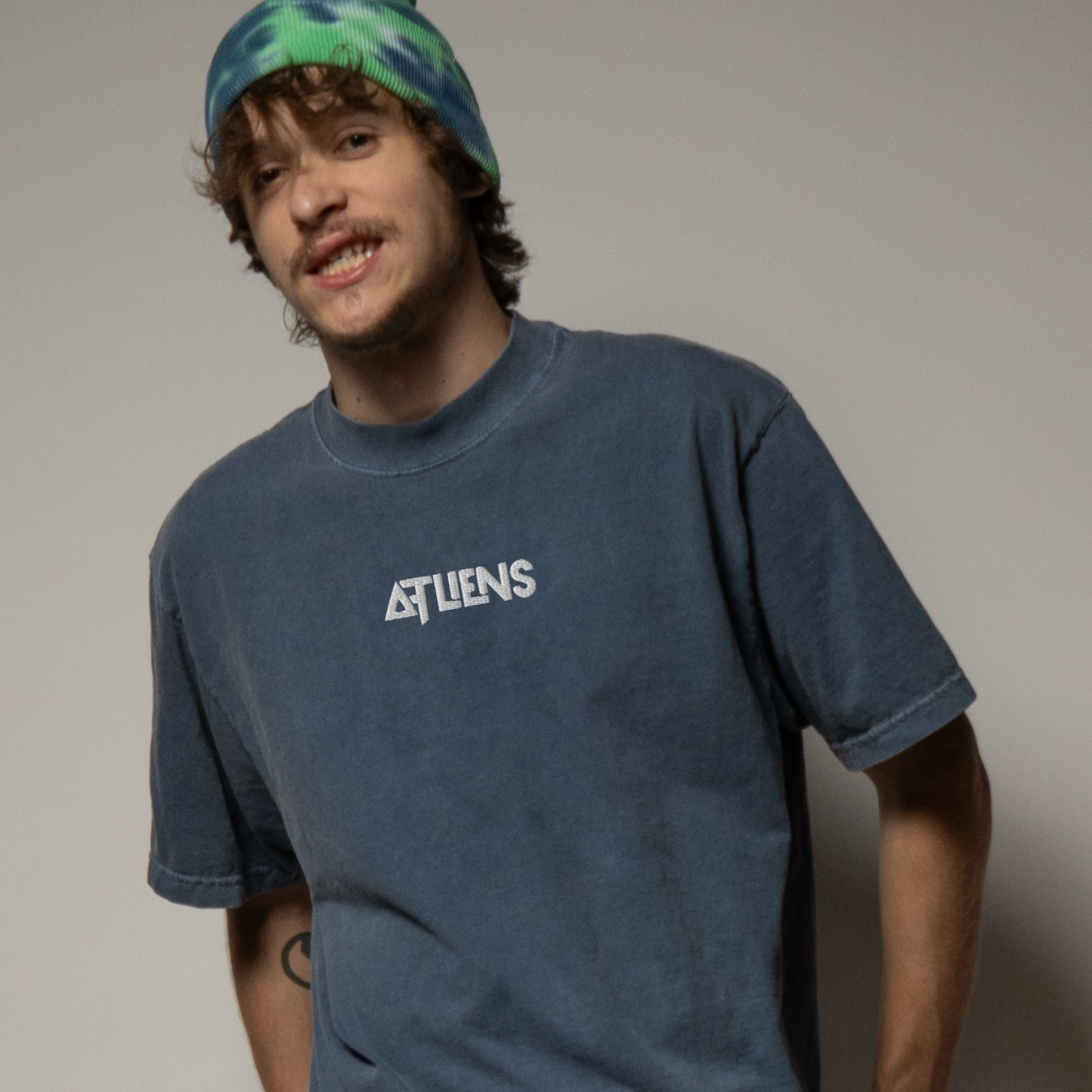 atliens embroidered oversized faded t-shirt