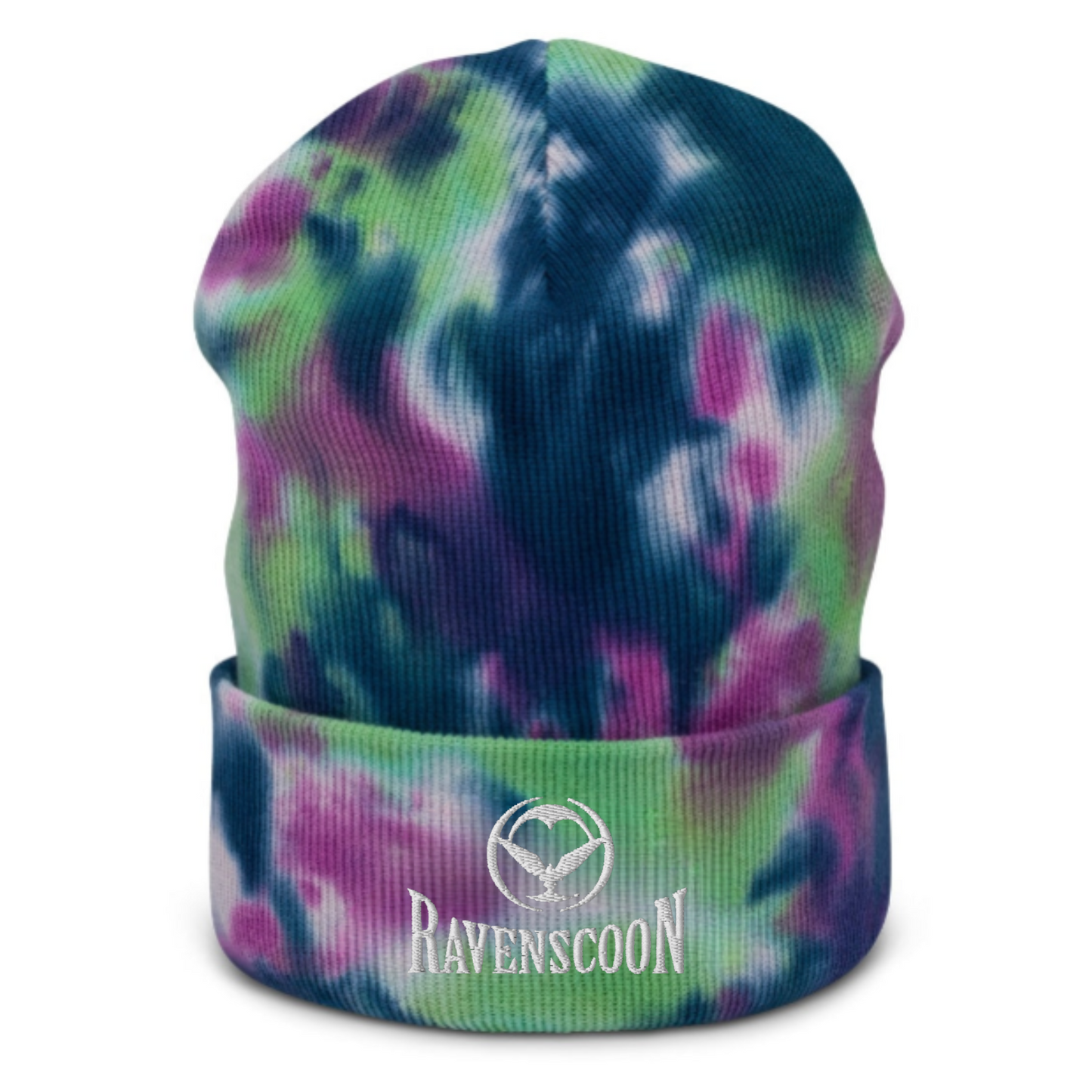 ravenscoon embroidered tie dye beanie