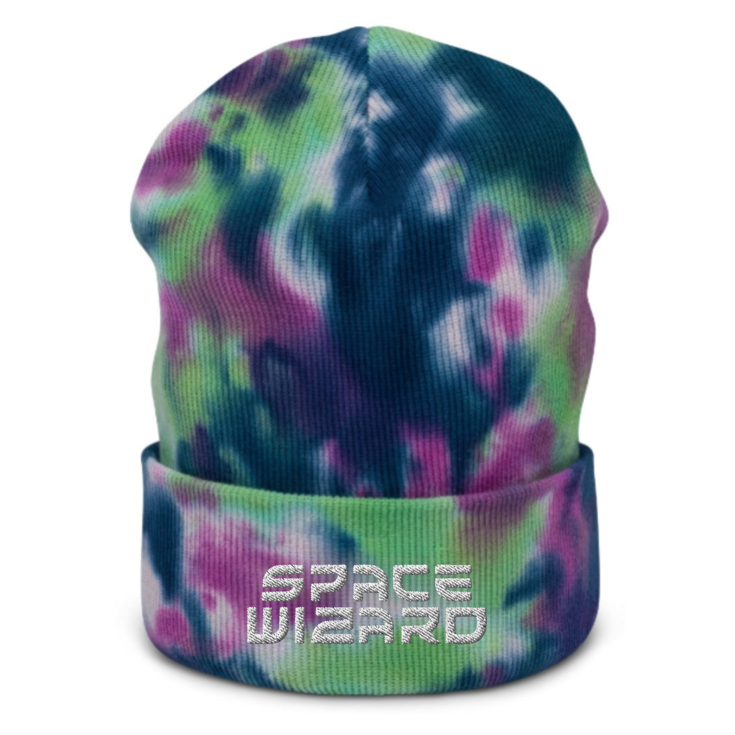 space wizard embroidered tie dye beanie