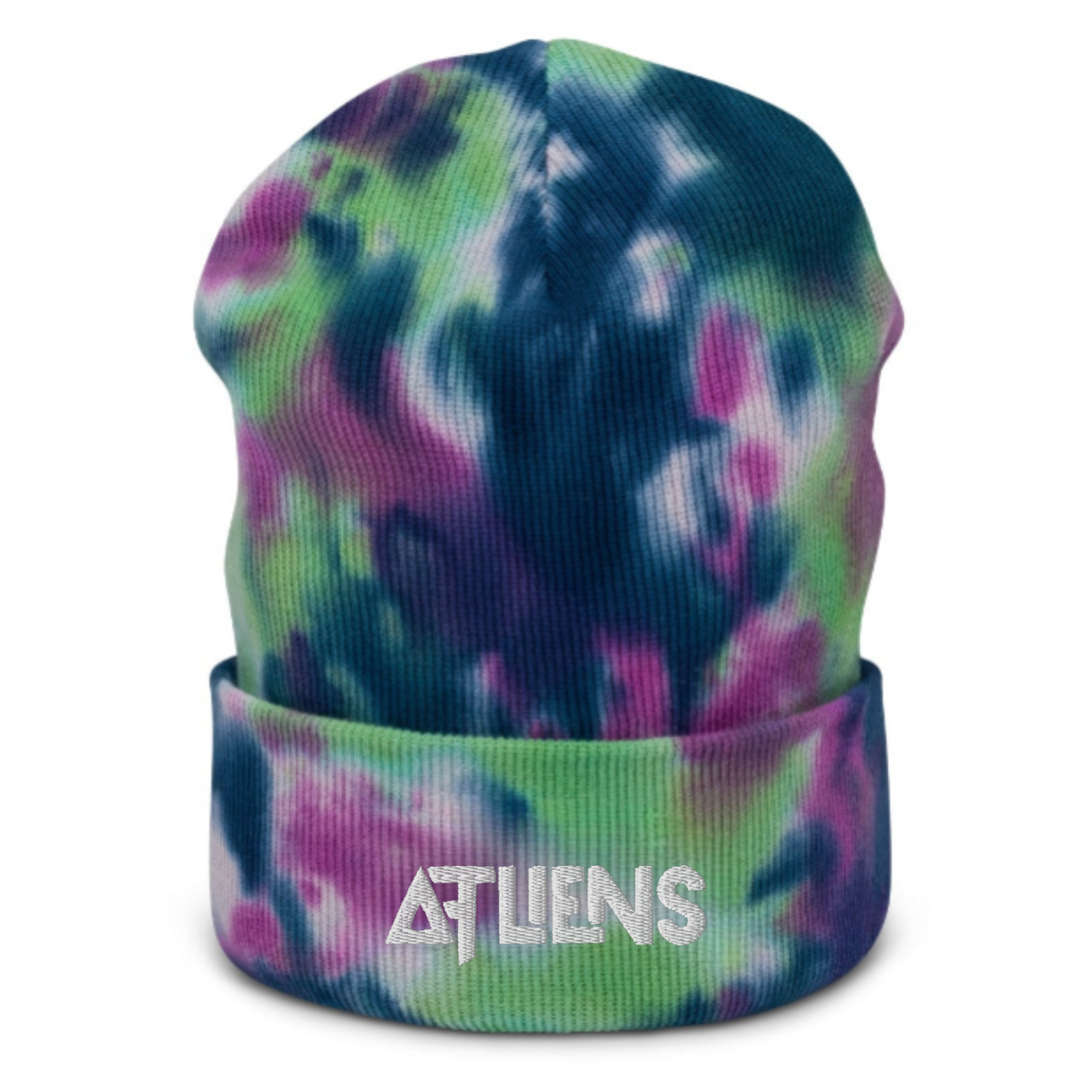 atliens embroidered tie dye beanie