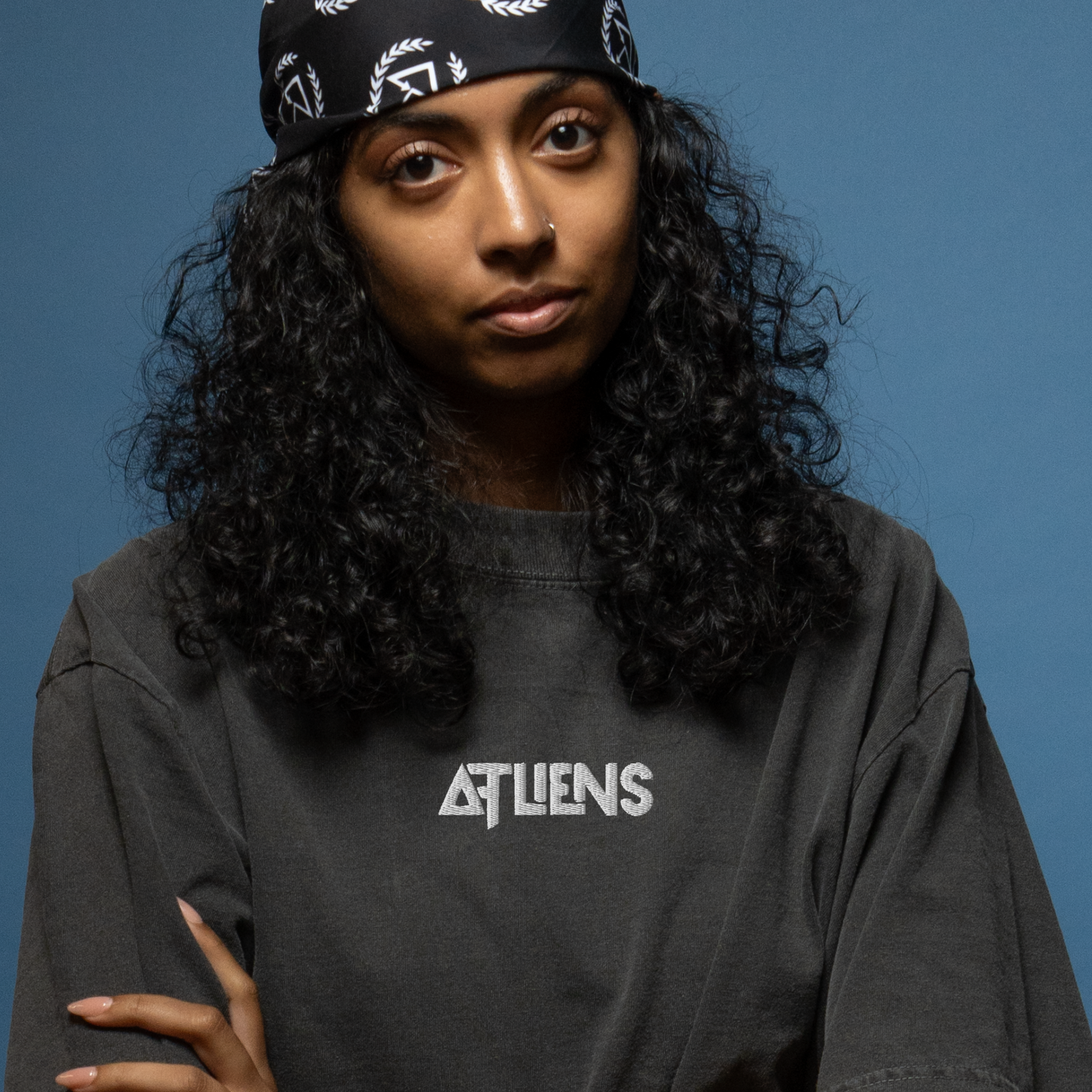 atliens embroidered oversized faded t-shirt