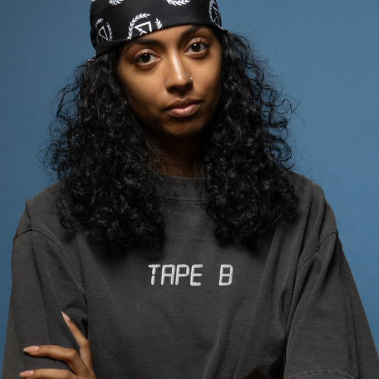 tape b embroidered oversized faded t-shirt