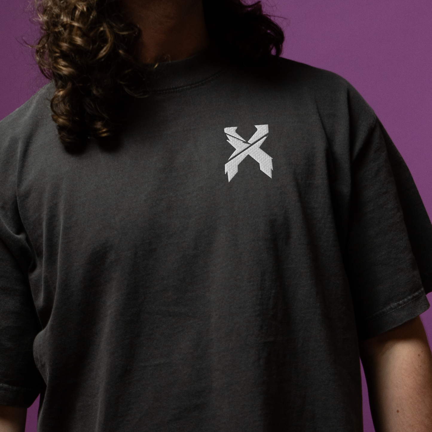 excision embroidered oversized faded t-shirt