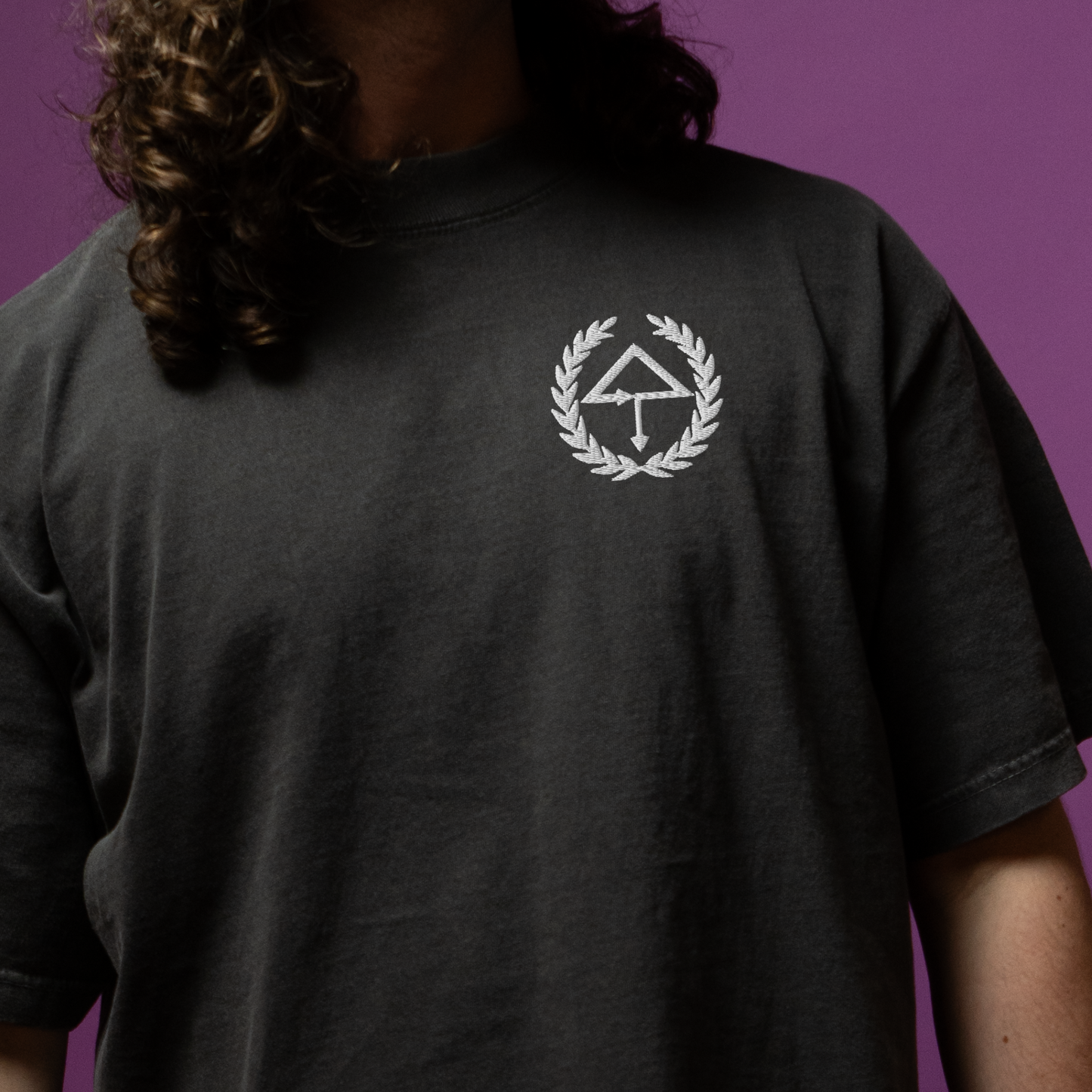 of the trees embroidered oversized faded t-shirt