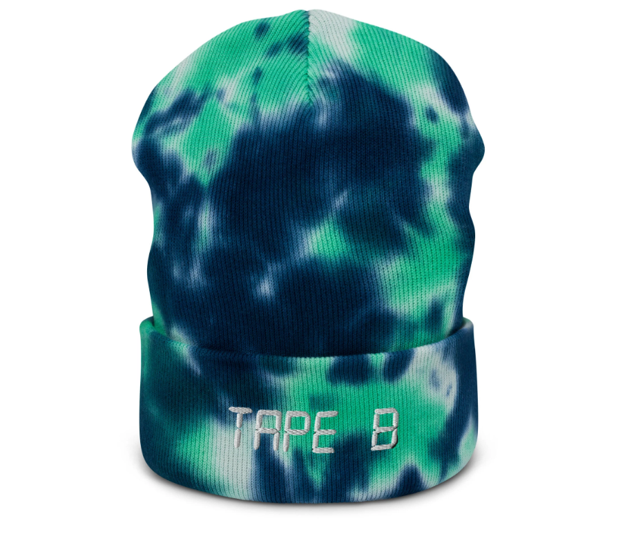 tape b embroidered tie dye beanie