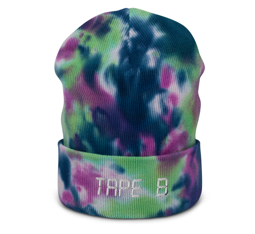 tape b embroidered tie dye beanie