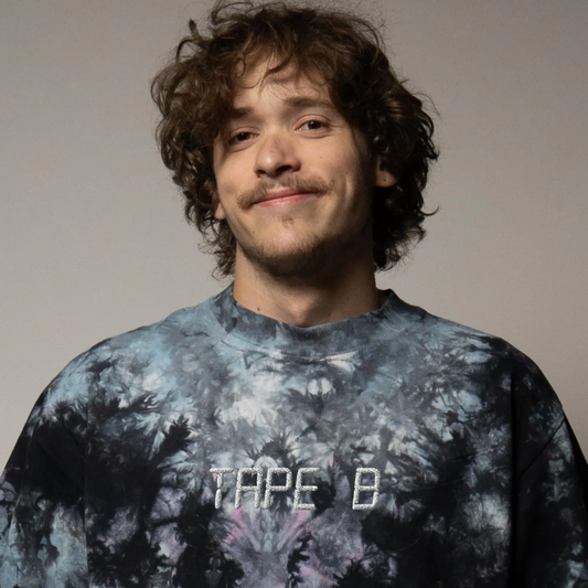 Tape B embroidered oversized tie-dye t-shirt
