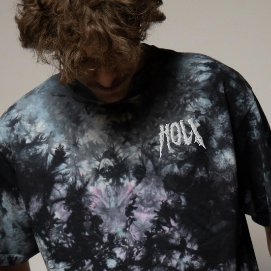 hol! embroidered oversized tie-dye t-shirt