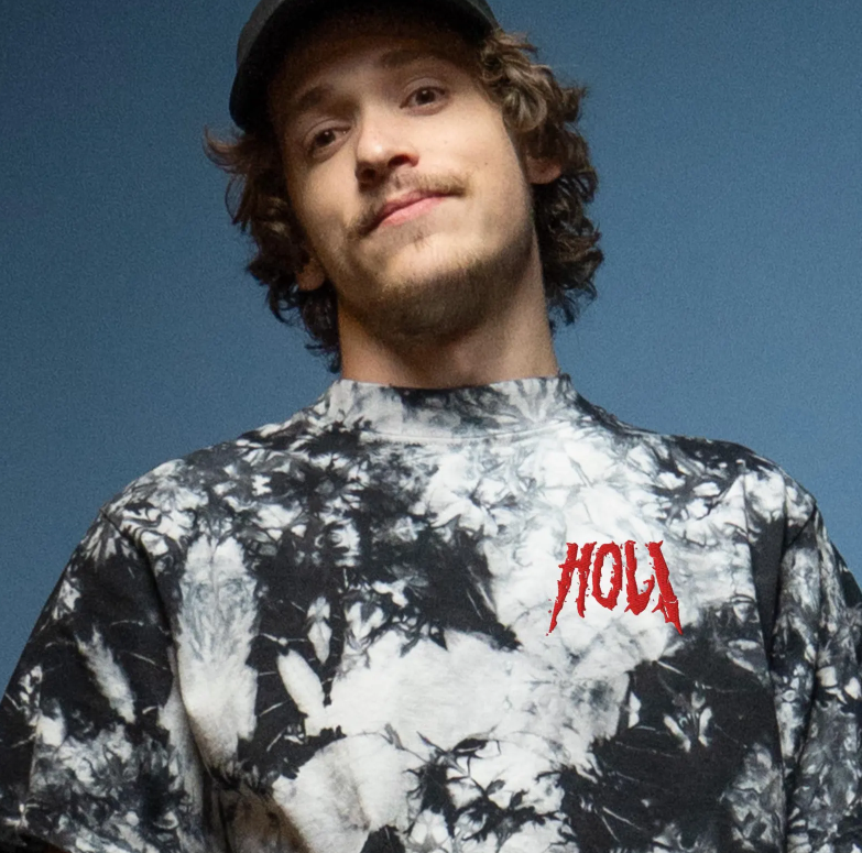 hol! embroidered oversized tie-dye t-shirt