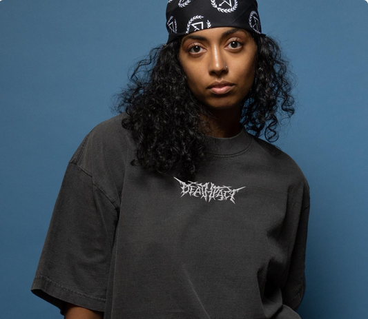 Deathpact embroidered oversized faded t-shirt