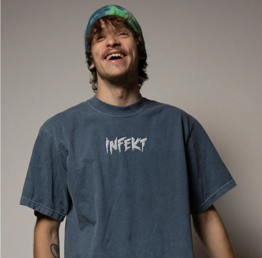 Infekt embroidered oversized faded t-shirt