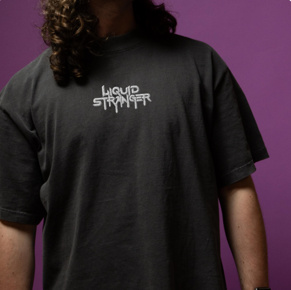 Liquid Stranger embroidered oversized faded t-shirt