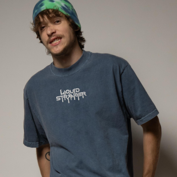 Liquid Stranger embroidered oversized faded t-shirt