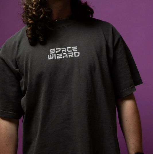 Space Wizard embroidered oversized faded t-shirt