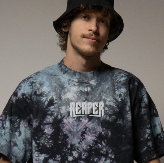 Reaper embroidered oversized tie-dye t-shirt