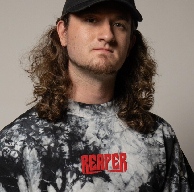 Reaper embroidered oversized tie-dye t-shirt