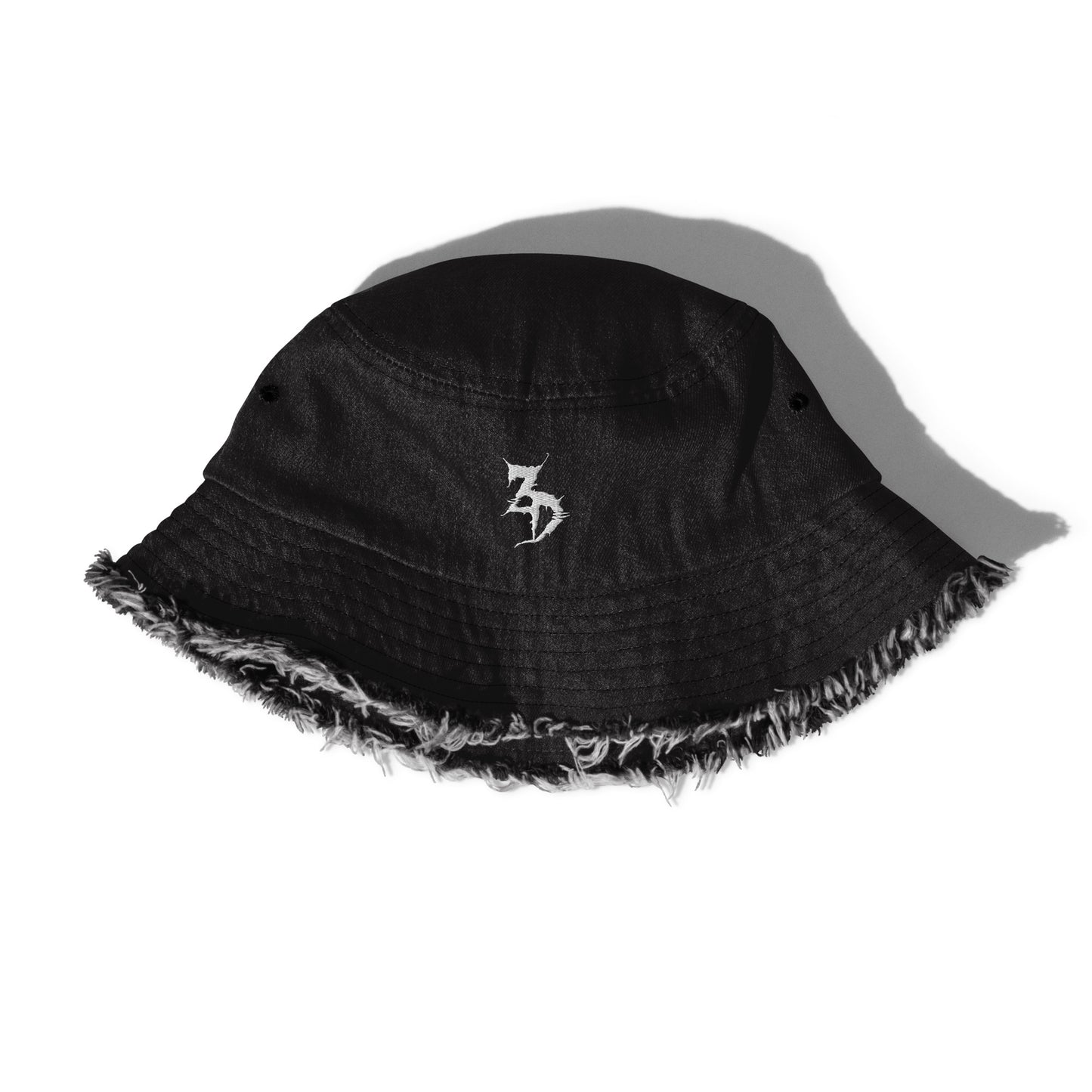 Zeds dead embroidered Distressed denim bucket hat