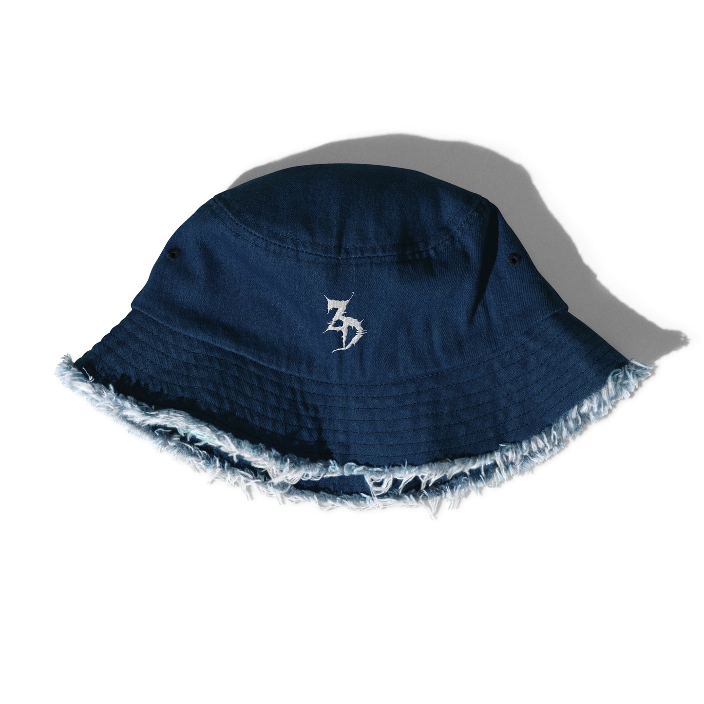 Zeds dead embroidered Distressed denim bucket hat