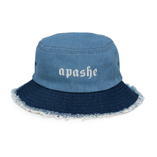 apashe Distressed Denim Bucket Hat