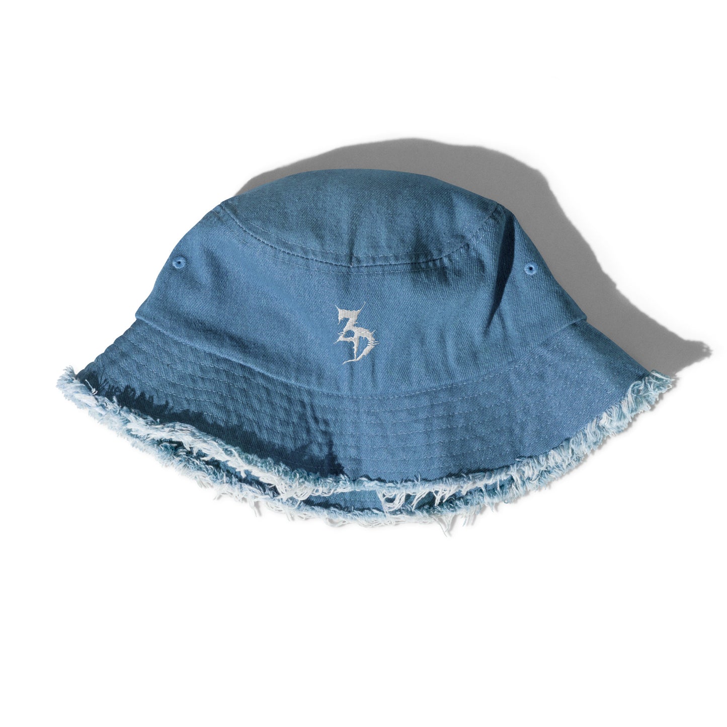 Zeds dead embroidered Distressed denim bucket hat