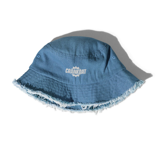 crankdat embroidered distressed denim bucket hat